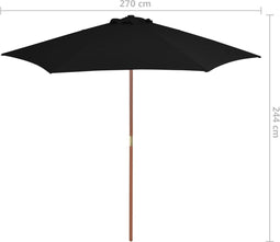 vidaXL - Parasol - met - houten - paal - 270 - cm - taupe