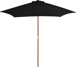 vidaXL - Parasol - met - houten - paal - 270 - cm - zwart