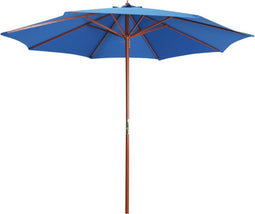 vidaXL - Parasol - met - houten - paal - 300x258 - cm - blauw