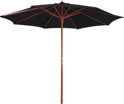 vidaXL - Parasol - met - houten - paal - 300x258 - cm - zwart