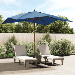 vidaXL - Parasol - met - houten - paal - 300x300x273 - cm - azuurblauw
