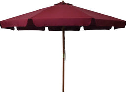 vidaXL - Parasol - met - houten - paal - 330 - cm - bordeauxrood