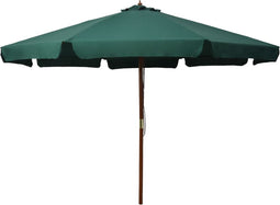 vidaXL - Parasol - met - houten - paal - 330 - cm - groen