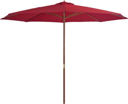 vidaXL - Parasol - met - houten - paal - 350 - cm - bordeauxrood