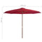 vidaXL - Parasol - met - houten - paal - 350 - cm - bordeauxrood