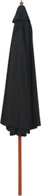 vidaXL - Parasol - met - houten - paal - 350 - cm - zwart