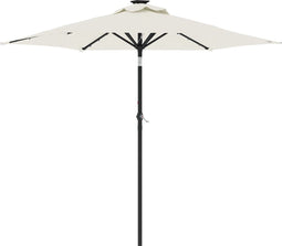 vidaXL - Parasol - met - LED's - en - stalen - paal - 225x225x212 - cm - wit