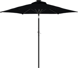 vidaXL - Parasol - met - LED's - en - stalen - paal - 225x225x212 - cm - zwart