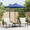 vidaXL - Parasol - met - LED's - en - stalen - paal - 225x225x212 - cm - azuurblauw