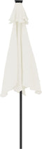 vidaXL - Parasol - met - LED's - en - stalen - paal - 225x225x212 - cm - wit