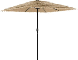 vidaXL - Parasol - met - LED's - en - stalen - paal - 248x248x248 - cm - bruin