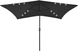 vidaXL - Parasol - met - LED's - en - stalen - paal - 2x3 - m - groen