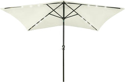 vidaXL - Parasol - met - LED's - en - stalen - paal - 2x3 - m - zandkleurig