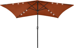 vidaXL - Parasol - met - LED's - en - stalen - paal - 2x3 - m - terracottakleurig