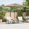vidaXL - Parasol - met - LED's - en - stalen - paal - 300x200x250 - cm - bruin