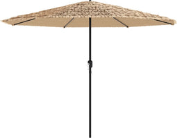 vidaXL - Parasol - met - LED's - en - stalen - paal - 324x324x247 - cm - bruin
