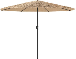 vidaXL - Parasol - met - LED's - en - stalen - paal - 388x388x248 - cm - bruin