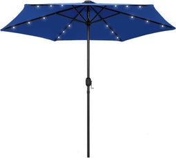 vidaXL - Parasol - met - LED-verlichting - en - aluminium - paal - 270 - cm - azuurblauw