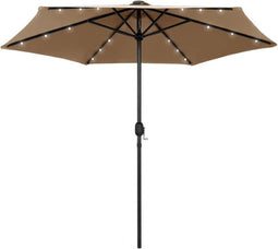 vidaXL - Parasol - met - LED-verlichting - en - aluminium - paal - 270 - cm - taupe
