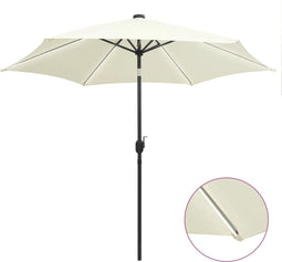 vidaXL - Parasol - met - LED-verlichting - en - aluminium - paal - 300 - cm - zandwit