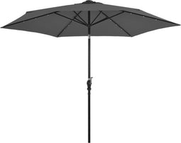 vidaXL - Parasol - met - LED-verlichting - en - stalen - paal - 300 - cm - antraciet