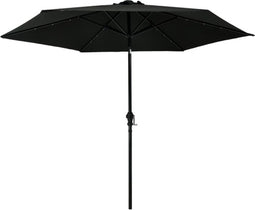 vidaXL - Parasol - met - LED-verlichting - en - stalen - paal - 300 - cm - zwart