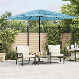 vidaXL - Parasol - met - stalen - paal - 248x248x248 - cm - blauw