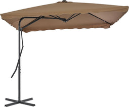 vidaXL - Parasol - met - stalen - paal - 250x250 - cm - taupe