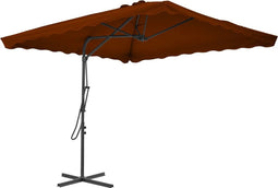 vidaXL - Parasol - met - stalen - paal - 250x250x230 - cm - terracottakleurig
