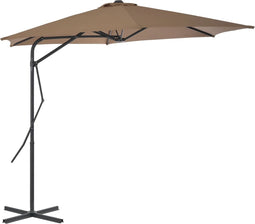 vidaXL - Parasol - met - stalen - paal - 300 - cm - taupe