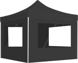 vidaXL - Partytent - inklapbaar - met - wanden - 3x3 - m - aluminium - antraciet