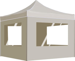 vidaXL - Partytent - inklapbaar - met - wanden - 3x3 - m - aluminium - crème