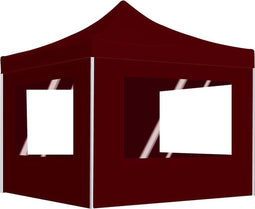 vidaXL - Partytent - inklapbaar - met - wanden - 3x3 - m - aluminium - wijnrood