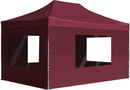 vidaXL - Partytent - inklapbaar - met - wanden - 4,5x3 - m - aluminium - wijnrood