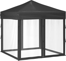 vidaXL - Partytent - inklapbaar - met - zijwanden - 2x2 - m - antracietkleurig