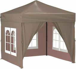 vidaXL - Partytent - inklapbaar - met - zijwanden - 2x2 - m - taupe