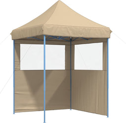 vidaXL - Partytent - inklapbaar - pop-up - met - 2 - zijwanden - beige
