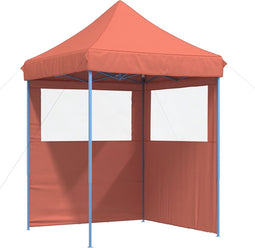 vidaXL - Partytent - inklapbaar - pop-up - met - 2 - zijwanden - terracottakleurig