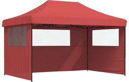 vidaXL - Partytent - inklapbaar - pop-up - met - 3 - zijwanden - bordeauxrood