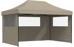 vidaXL - Partytent - inklapbaar - pop-up - met - 3 - zijwanden - taupe