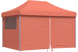 vidaXL - Partytent - inklapbaar - pop-up - met - 4 - zijwanden - terracottakleurig
