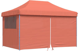 vidaXL - Partytent - inklapbaar - pop-up - met - 4 - zijwanden - terracottakleurig