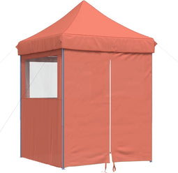 vidaXL - Partytent - inklapbaar - pop-up - met - 4 - zijwanden - terracottakleurig