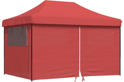 vidaXL - Partytent - inklapbaar - pop-up - met - 4 - zijwanden - bordeauxrood