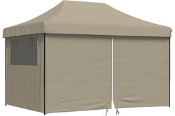 vidaXL - Partytent - inklapbaar - pop-up - met - 4 - zijwanden - taupe