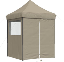 vidaXL - Partytent - inklapbaar - pop-up - met - 4 - zijwanden - taupe