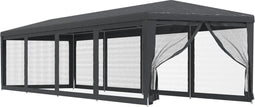 vidaXL - Partytent - met - 10 - mesh - zijwanden - 3x12 - m - HDPE - antracietkleurig