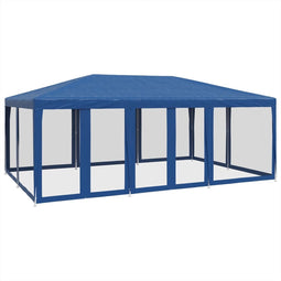 vidaXL - Partytent - met - 10 - mesh - zijwanden - 6x4 - m - HDPE - blauw