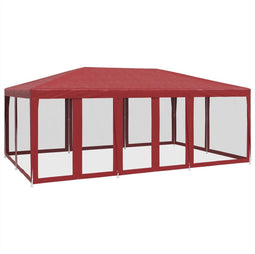 vidaXL - Partytent - met - 10 - mesh - zijwanden - 6x4 - m - HDPE - rood