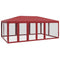 vidaXL - Partytent - met - 10 - mesh - zijwanden - 6x4 - m - HDPE - rood